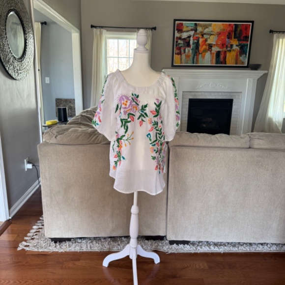 Sundance Vallejo Embroidered Top NWT in White Medium - Picture 3 of 10
